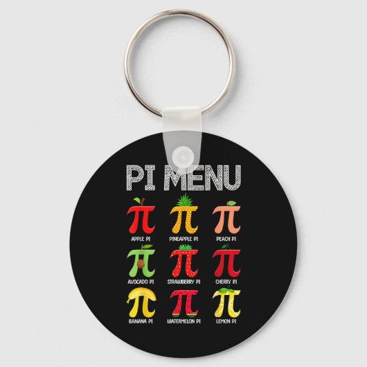 Porte-clés Menu Pi Fruit Joyeuse Journée Pi Prof de Maths Sym (Recto)