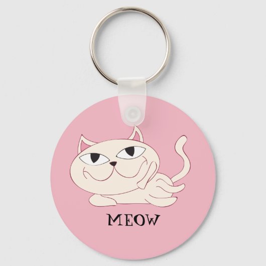 Porte-clés MEOW : Chillin de chat rose (Recto)