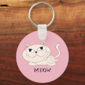 Porte-clés MEOW : Chillin de chat rose (Recto)