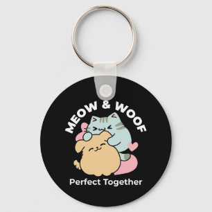 Porte-clés Meow & Woof Perfect Together - Cute Cat and Dog