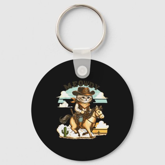 Porte-clés Meowdy Partner Cat Cowboy Horse Howdy Funny Countr (Recto)