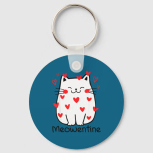 Porte-clés Meowentine Chat Mignon Saint-Valentin Cœur Meow Ch