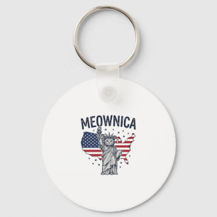 Porte-clés Meownica Chat Patriotique Design Vectoriel Vintage