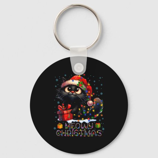 Porte-clés Meowy Christmas Cute Black Cat Christmas Xmas Wome (Recto)