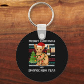 Porte-clés Meowy Christmas Funny Sphynx Cat Santa Hat Ugly Sw (Recto)