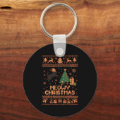 Porte-clés Meowy Christmas Xmas Tree Cat Ugly Sweater Pajamas (Recto)