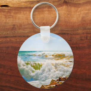 Porte-clés Mer ensoleillée avec vagues déferlantes