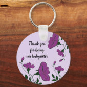Porte-clés Merci Babysitter Plutôt Violet Fleur Florale (Recto)