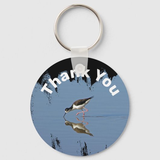 Porte-clés Merci Beach Bird Reflection Photo Appréciation (Recto)