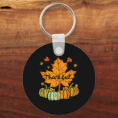 Porte-clés Merci Citrouille feuille mignon Thanksgiving Fall  (Recto)
