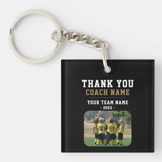 Porte-clés Merci Coach Nom de l'équipe Photo (Devant)