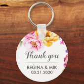 Porte-clés Merci de mariage de printemps fleuri doux (Recto)