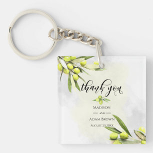 Porte-clés Merci de Mariage des Branches d'olive aquarelle