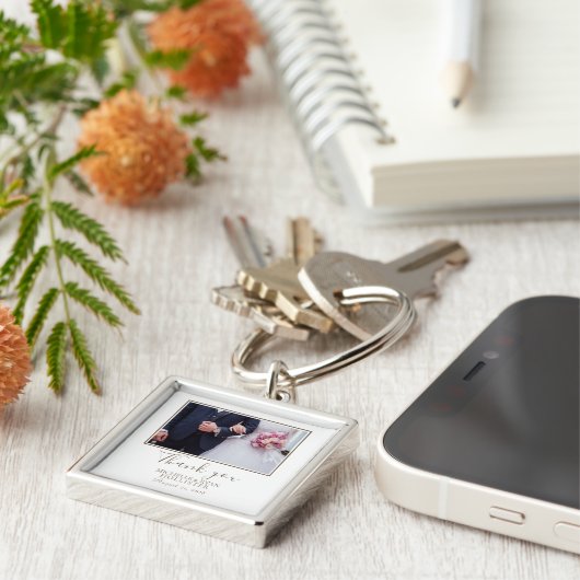 Porte-clés Merci de mariage élégant Photo (Côté)