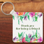 Porte-clés Merci d'être mon ami design floral (Recto)
