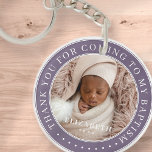 Porte-clés Merci D'Être Venu À Mon Baptême Photo Moderne<br><div class="desc">Ce design simple et classique est composé de typographie serif et d'ajouter une photo personnalisée. Merci d'être venu au saint baptême.</div>