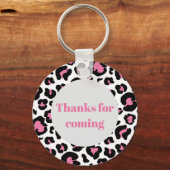 Porte-clés Merci d'être venu empreinte de léopard rose (Recto)