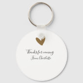 Porte-clés merci d'être venu nom à ajouter message texte cœur (Verso)