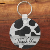 Porte-clés Merci d'impression de vache noire et blanche (Recto)