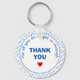 Porte-clés Merci élégant Coeur personnalisable Blanc