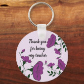 Porte-clés Merci Enseignant Purple Appréciation Florale (Recto)