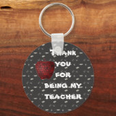 Porte-clés Merci Enseignant Rouge Pomme Classe Merci (Recto)