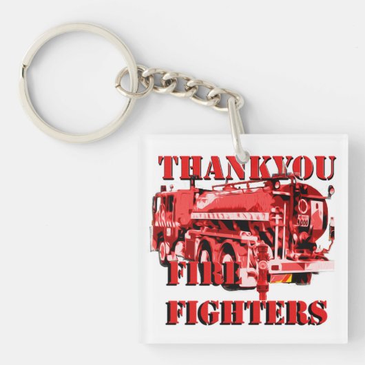 Porte-clés Merci Fire Fighters Conception de Camion, (Devant)