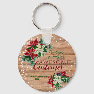 Porte-clés Merci Fleuriste Rustique de Noël pour Client