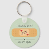 Porte-clés Merci Jésus seigneur de guérison Bouton vert (Verso)