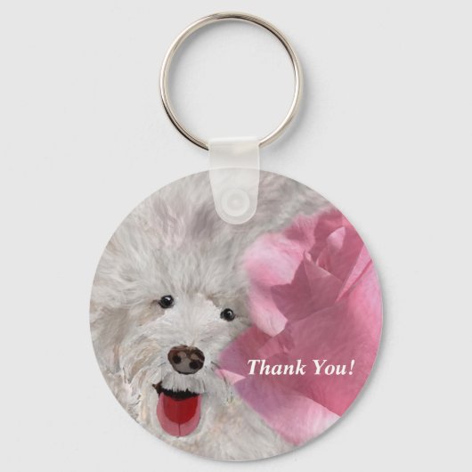 Porte-clés Merci Labradoodle et Rose (Recto)