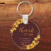 Porte-clés Merci Mariage classique Bourgogne & Or (Recto)