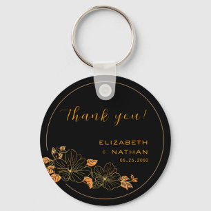 Porte-clés Merci Mariage Floral Noir Classé