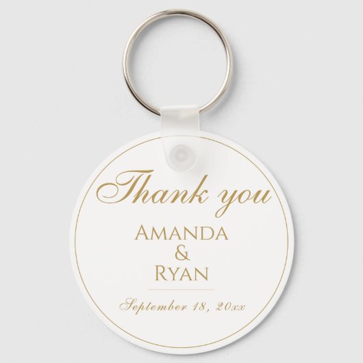 Porte-clés Merci Mariage or simple et élégant (Recto)