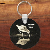 Porte-clés Merci Noir Blanc Plage Bird avec réflexion (Recto)