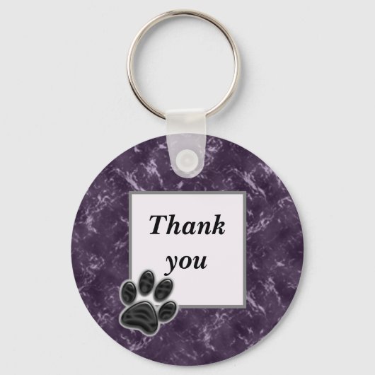 Porte-clés Merci Pet Sitter Dark Purple Empreinte de patte (Recto)
