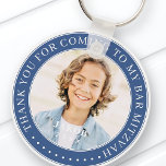 Porte-clés Merci Pour Être Venu À Mon Bar Mitzvah Photo<br><div class="desc">Ce design simple et classique est composé de typographie serif et d'ajouter une photo personnalisée. Merci d'être venu à Bar Mitzvah.</div>