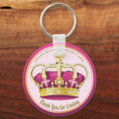 Porte-clés Merci pour l'arrivée Pearl Crown Gold Rose Girly (Recto)