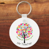 Porte-clés Merci professeur arc-en-ciel cadeau arbre coeur (Recto)