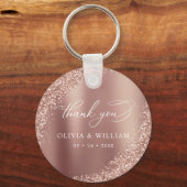 Porte-clés Merci Rose Gold Parties scintillant mariage Faveur (Recto)