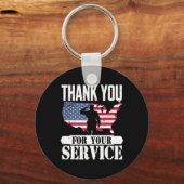 Porte-clés Merci Service vétéran salue Patriot Militaire (Recto)