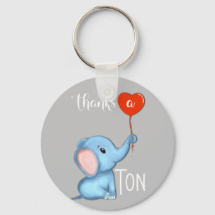 Porte-clés merci une tonne éléphant thanksgiving céramique