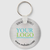 Porte-clés Merci, Votre Logo, Nom Site Web, Argent Brossé (Recto)