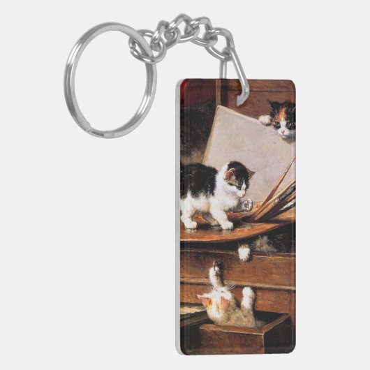 Porte-clés Mère Chat et chatons sur table (Devant gauche)