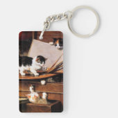 Porte-clés Mère Chat et chatons sur table (Dos)