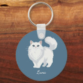 Porte-clés Mère de chat blanc à poils longs personnalisée (Recto)