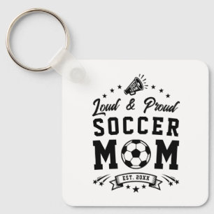 Porte-clés Mère de footballeuse fière et bruyante