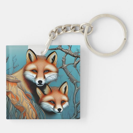 Porte-clés Mère et bébé Fox (Dos)