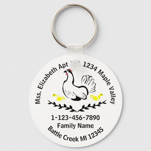 Porte-clés Mère oubliée Hen Lost Family Coordonnées (Recto)