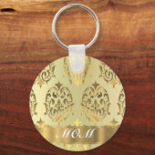 Porte-clés Mère personnalisée damas d'or (Recto)