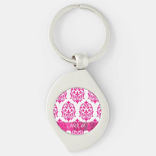 Porte-clés mères damas rose moderne (Devant)